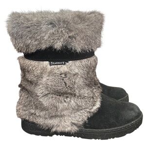 Bearpaw Tama II Suede Rabbit Fur Sheepskin Winter Boots Black Women’s 9